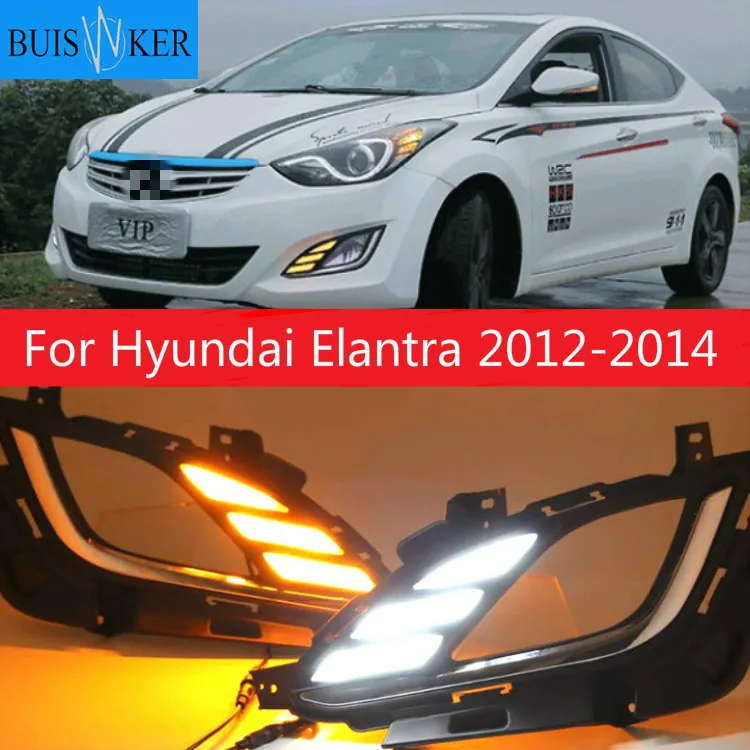 

2pcs For Hyundai Elantra LED DRL Daytime Running Light with Turn lights 2012-2014 Year V1