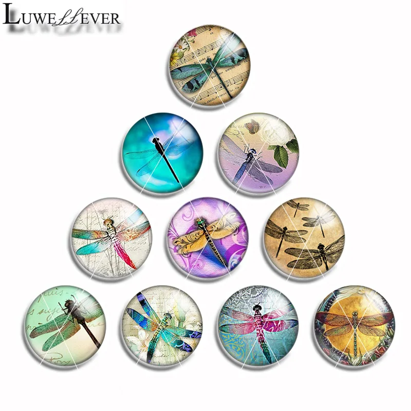 

10mm 12mm 14mm 16mm 20mm 25mm 480 Dragonfly Mix Round Glass Cabochon Jewelry Finding 18mm Snap Button Charm Bracelet