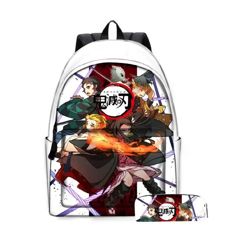 2pcs/Set Anime backpack Cosplay Demon Slayer Kimetsu no Yaiba Kamado Tanjirou Kamado Nezuko Agatsuma School Bag Anime Mochilas