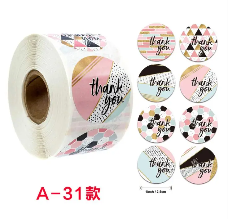 500/1000PC Round Labels Kraft Paper Sticker for Dragees Candy Bag Flower Gift Box Craft Packaging Bag Wedding Thank You Stickers