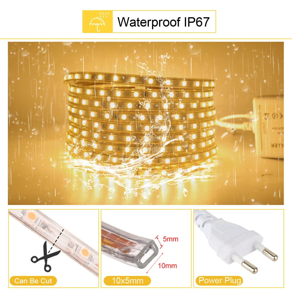 220V 110V 5050 taśmy LED światła ściemniania pilot Wifi sterowania Flex wstęga Led 750W mocy 60 led/m wodoodporny 1m 5m 10m 20m 50m 100m