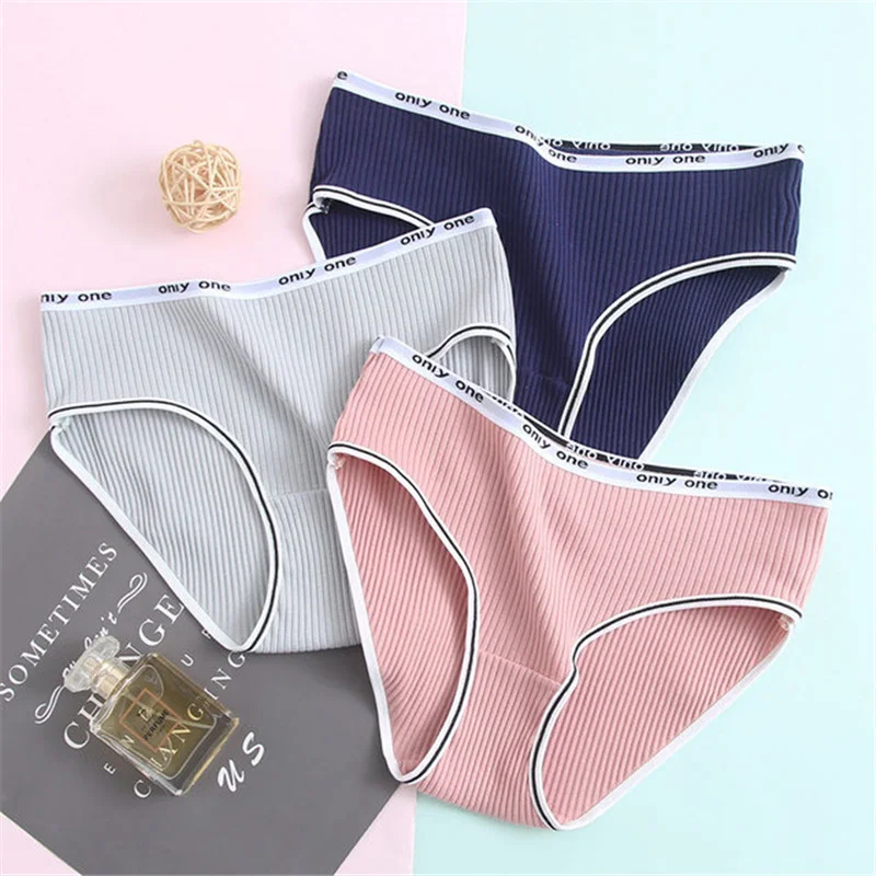 

Stripe Cotton Women's Underwear Loose Fitting Panties Sexy Buttocks Wrapped Lady Underpants Breathable Cotton Crotch Briefs