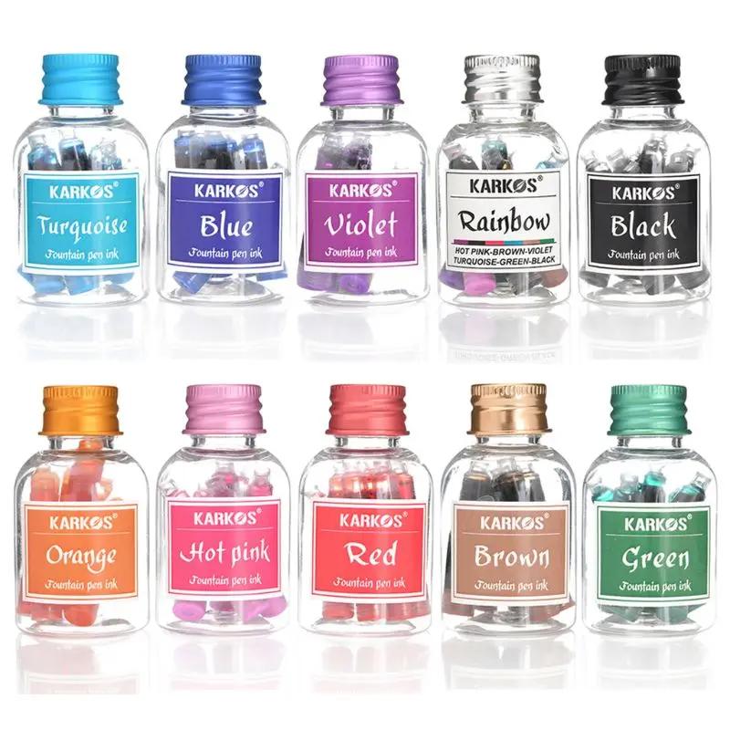 1 Bottle Colorful 1ml Ink Cartridge Refills Ink Fountain Pen for Refilling Inks Stationery School Office Supplies