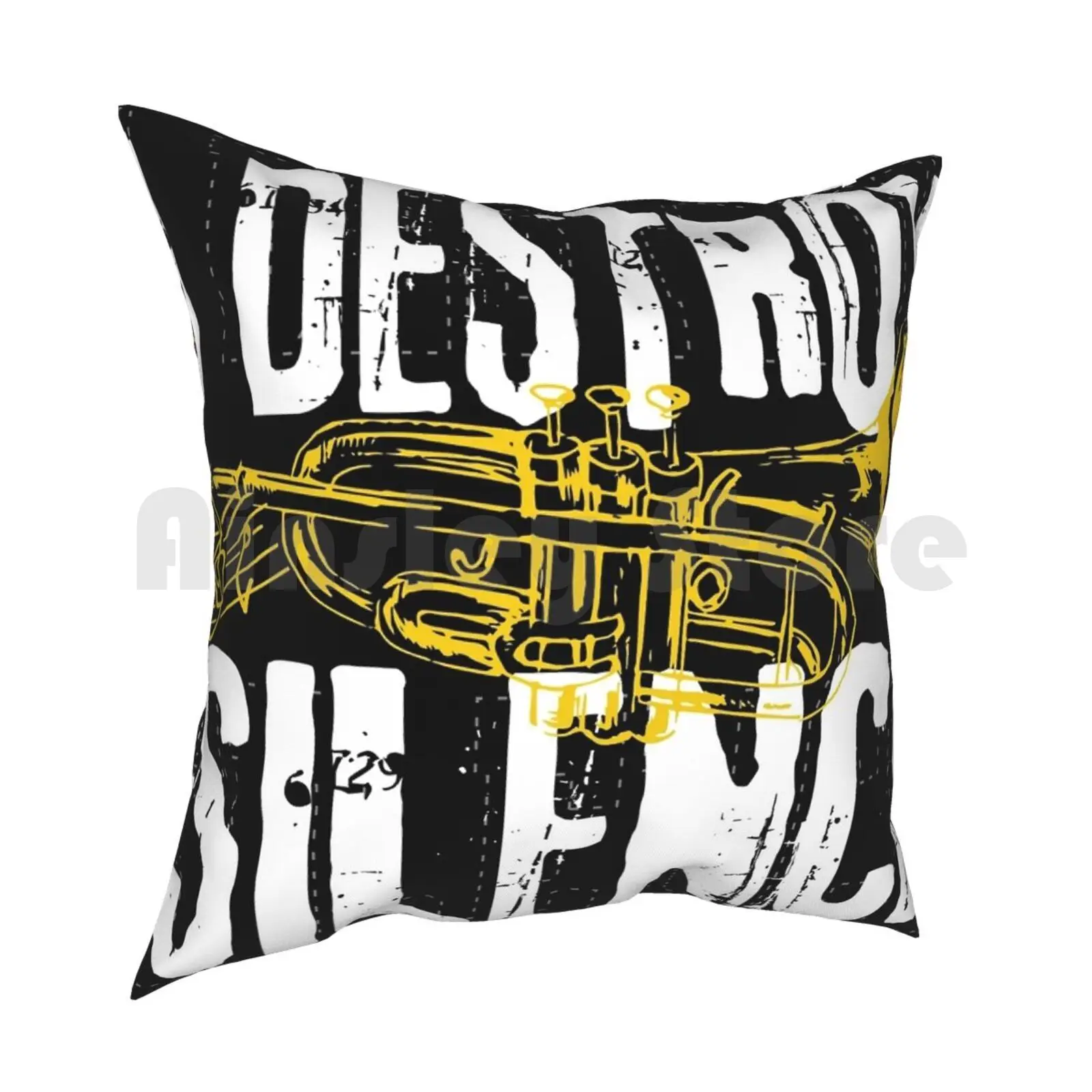 Funny Trumpet Player Marching Band Silence Destroy Print Pillow Case Printed Home Soft Throw Pillow Brass Band