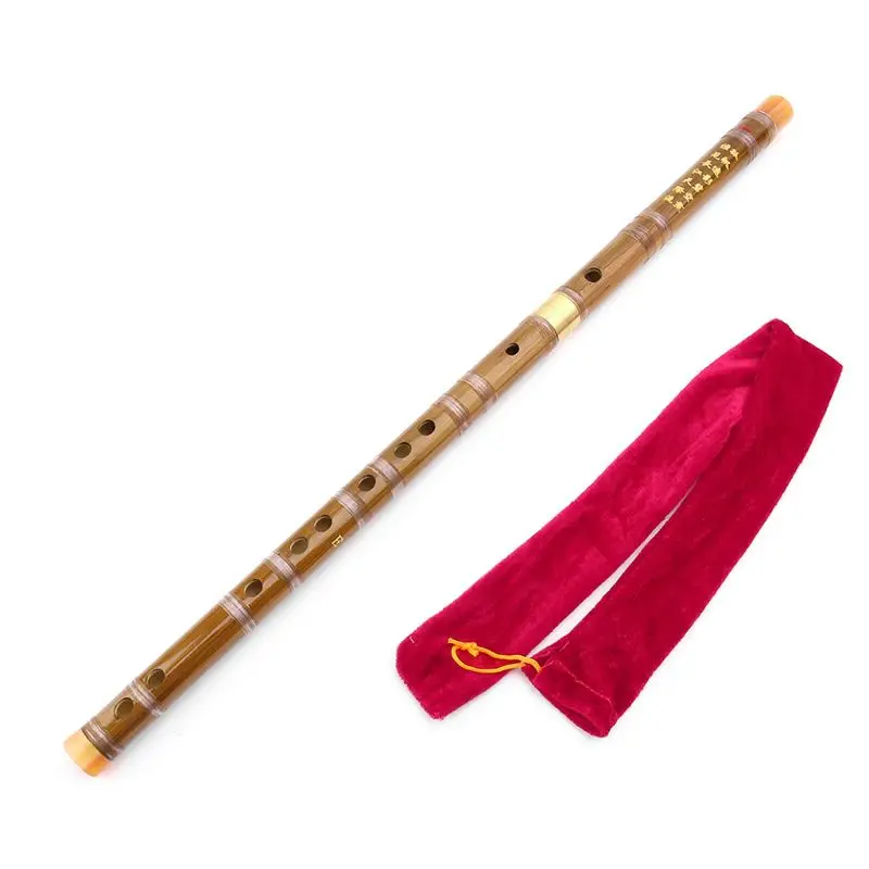 Professional Bamboo Flute Chinese Woodwind C D E F G for Key Transverse Flute Dizi Brown Color