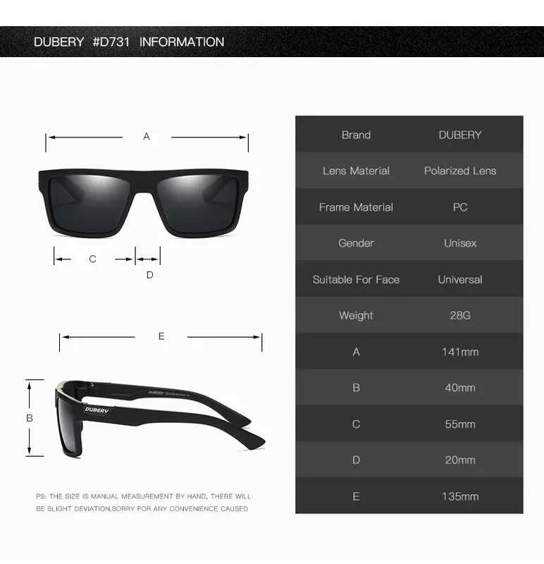 DUBERY Brand Design Polarized Driving Sun Glasses Men's Retro Male Colorful Sun Glasses Men Fashion Brand Luxury Shades Oculos - Image 3