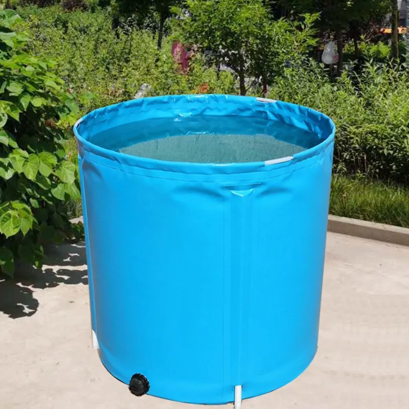 Customize 0.75mm Blue PVC Canvas Water Pond With Supports Home Garden Irrigation Water Tank Circular Swimming Pool