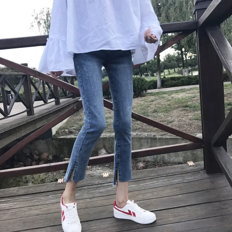 Schwangerschaft Länge Stretch Gewaschen Denim Mutterschaft Jeans Sommer Mode Bleistift Hosen Kleidung für Schwangere Frauen Schwangerschaft Hosen