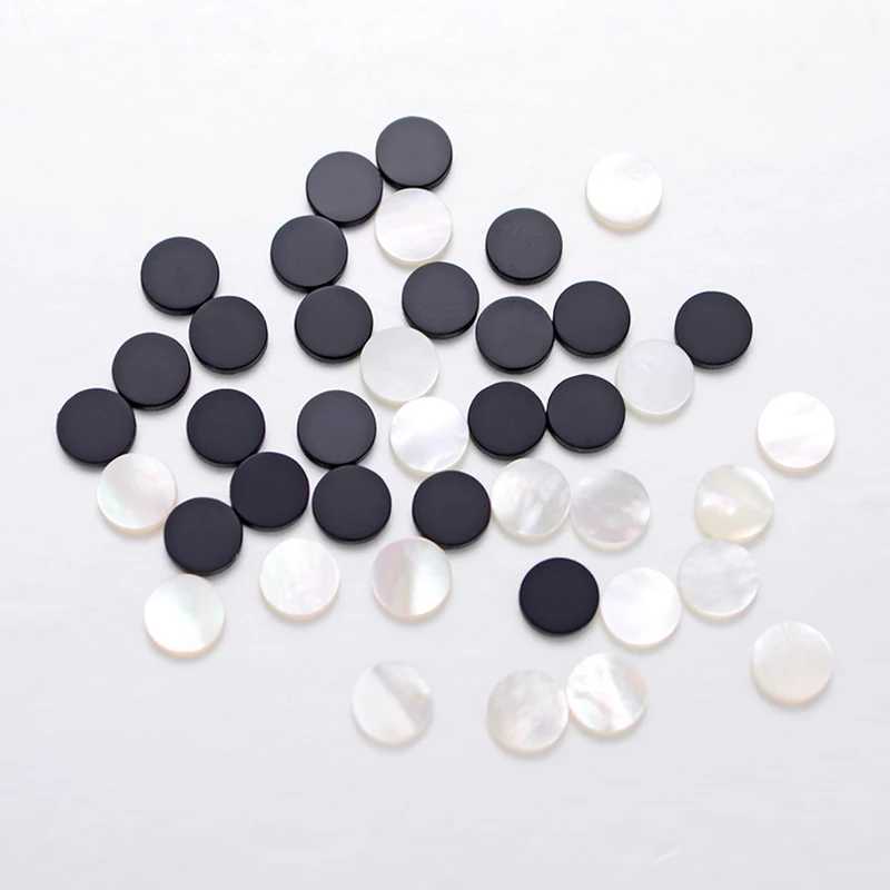 MIQIAO White Butterfly Shell Black Agate Round Diameter 6 10 MM Earrings Necklace Inlaid Ring Face Diy Small Accessories