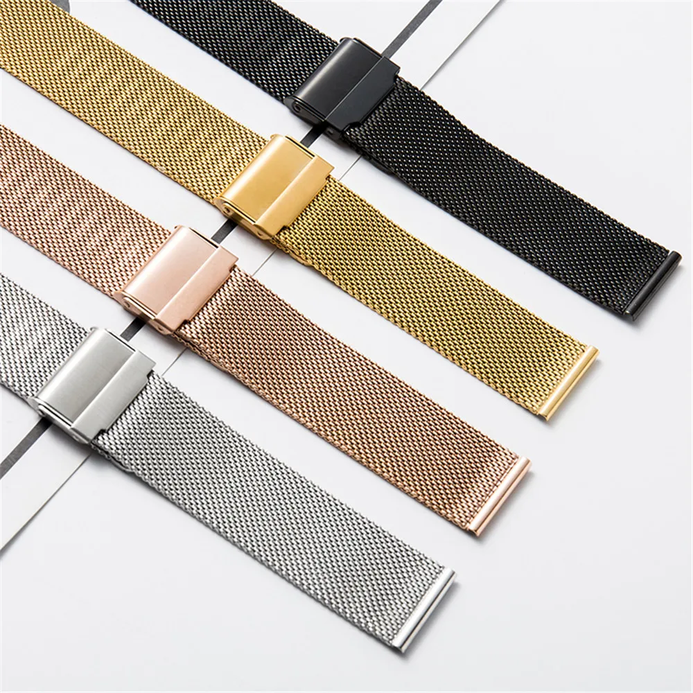 14/16/18/20/22/24mm Milanese Strap Stainless Steel Metal Quick Release Bracelet Universal Smart Watch Band Accessories Men Women