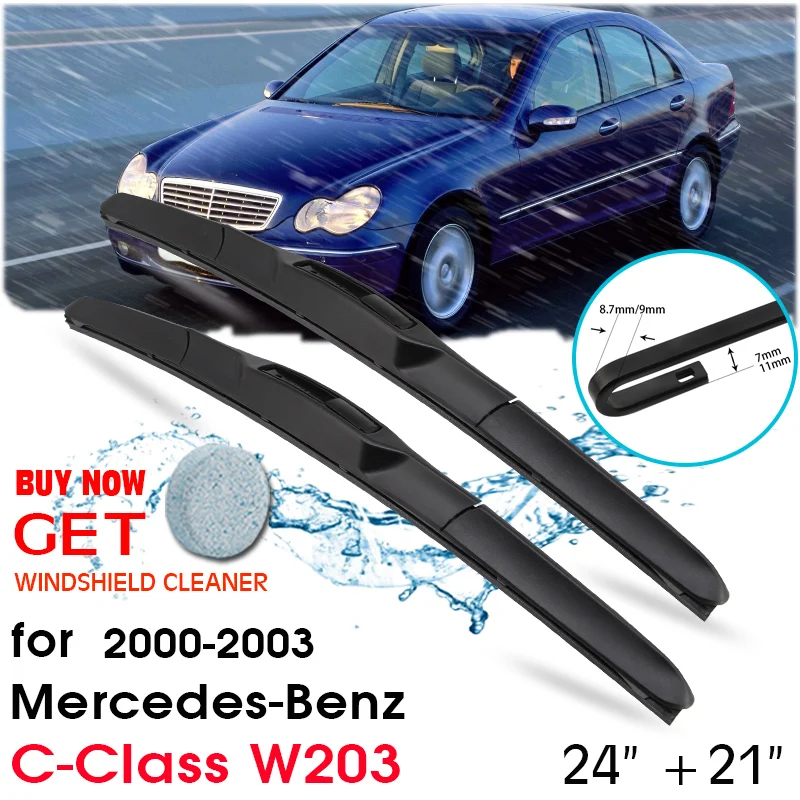 

Car Blade Front Window Windshield Rubber Silicon Refill Wiper For Mercedes-Benz C-Class W203 2000-2003 24"+21" Car Accessories