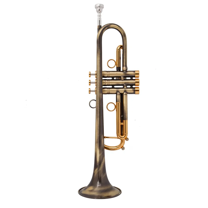 Il belin Musical Instruments Brass Bb Trumpet Unique Antique Copper Simulation Surface Small Bb Trumpet inventory