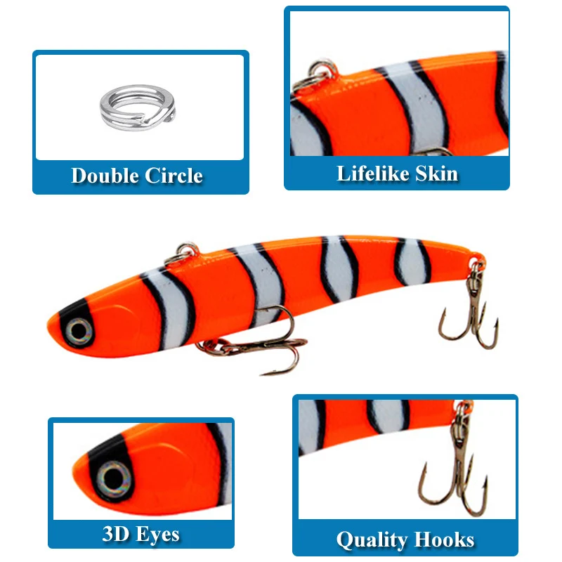 POETRYYI 6cm 7.9cm affondamento vibrazione esca da pesca plastica dura artificiale VIB inverno pesca sul ghiaccio luccio esca attrezzatura Isca Peche