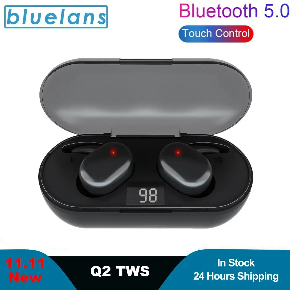 Q2 TWS Bluetooth 5 0 Wireless Touch Noise Reduction Earphone for Dual Moving Coil Iron