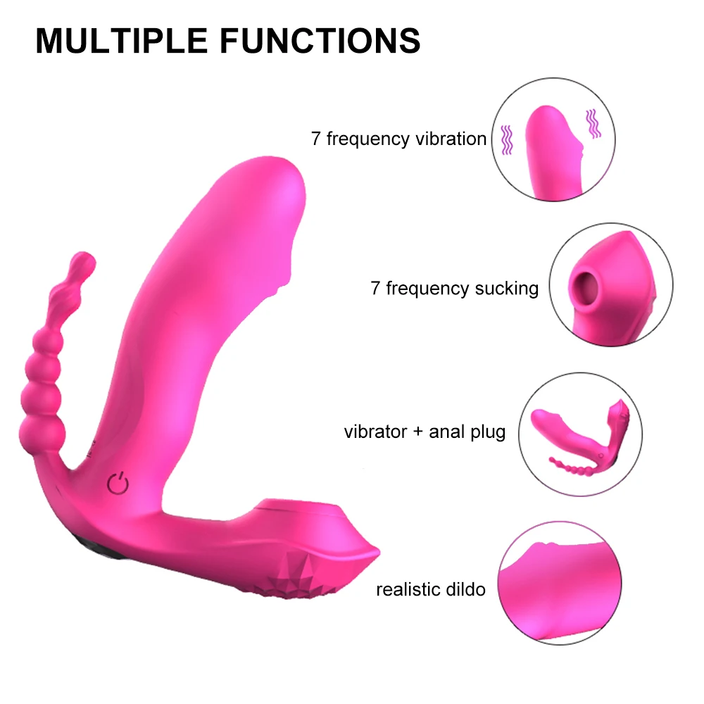 3 IN 1 Sucking Vibrator Women\'s Dildo Anal Beads Vagina Clitoris Stimulation Wearable Vibrators Female Oral Sex Toys for Women