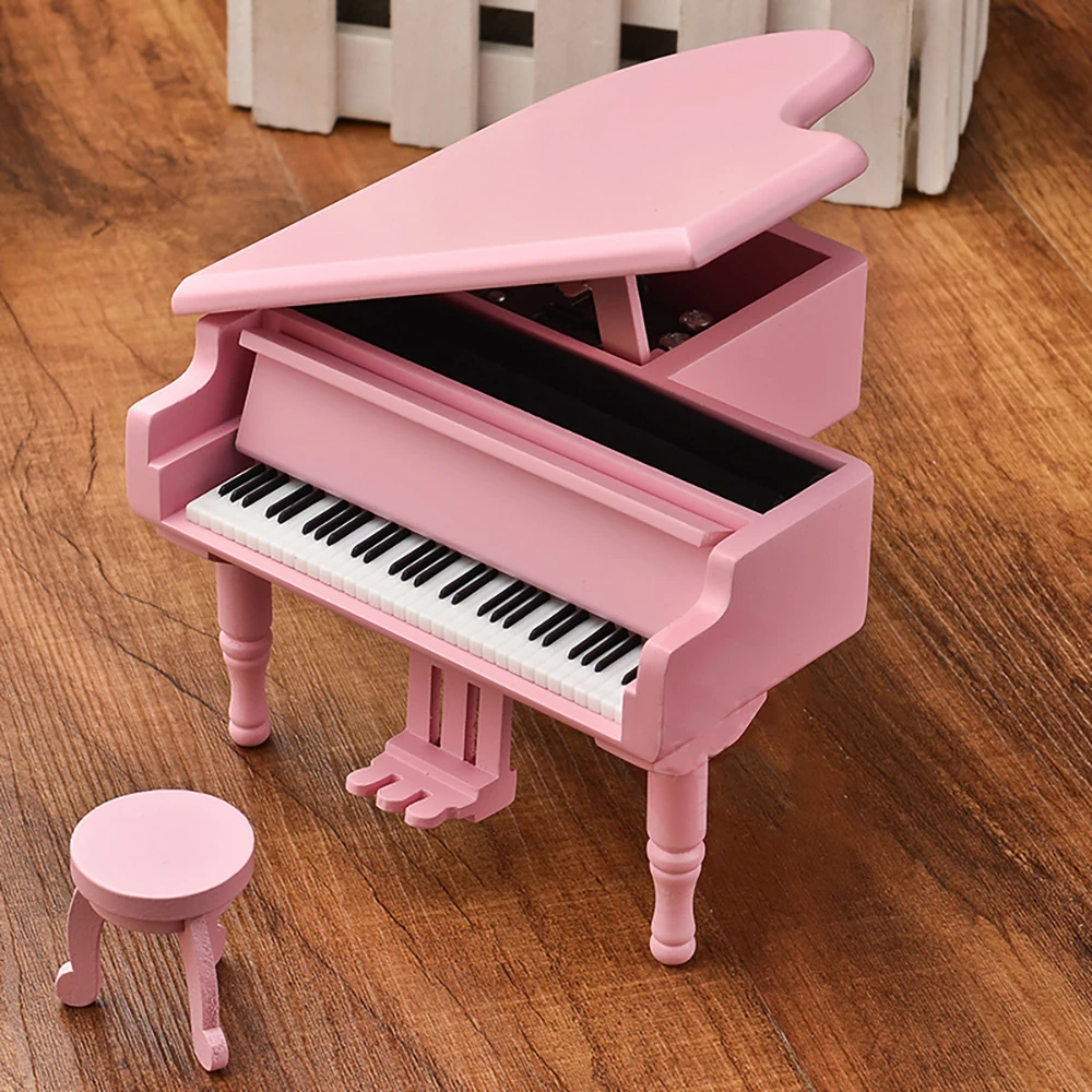 Wooden Grand Piano Music Box 3d Puzzle Game Mini Piano Toys Grand Gifts For Kids Girls Classical Nice Music Box With Stool Craft