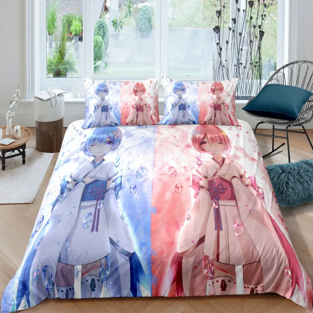 Anime Girls Kawaii Bedding Set Cartoon Duvet Cover Sets Comforter Bed Linen Twin Queen King Single Size Gift Home Decor Kids