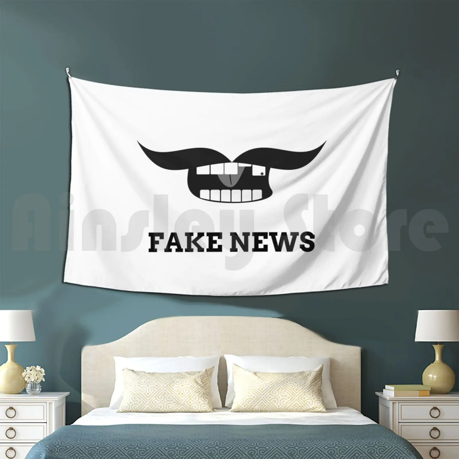 White Fake News Face Tapestry Living Room Bedroom Fake News Fake News Fake News Trump Fake News