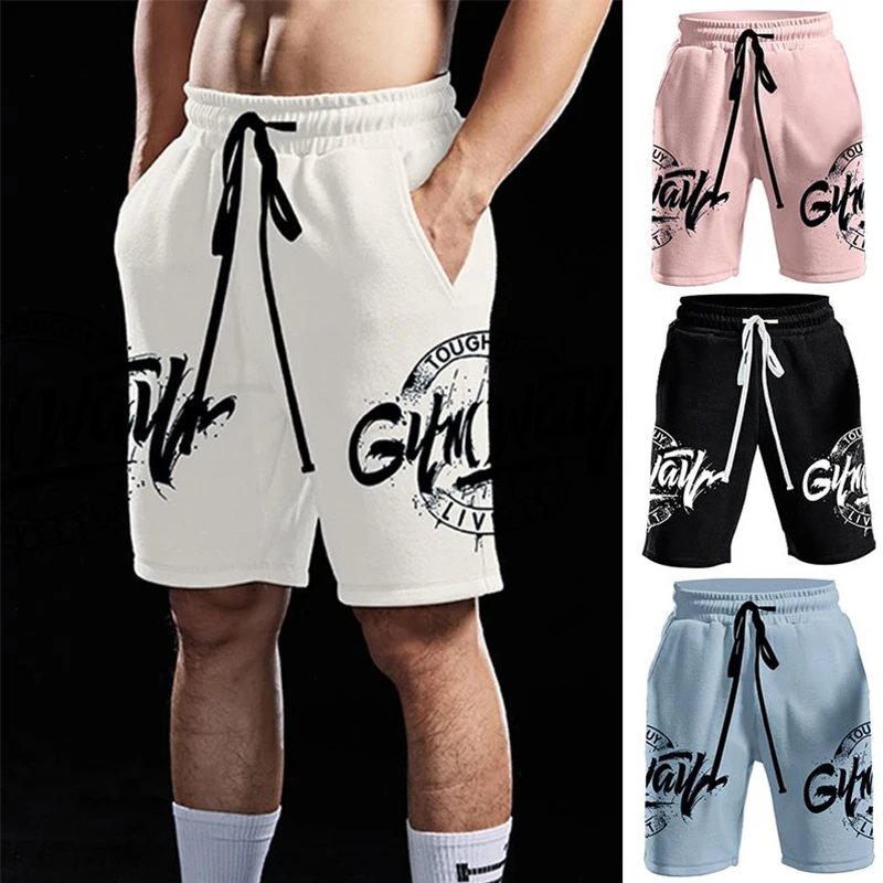 New Casual Shorts Men\'s Summer Men Hot Cargo Simple Letter Solid Board Male Brand Fitness bodybuilding clothing homme size M-3XL