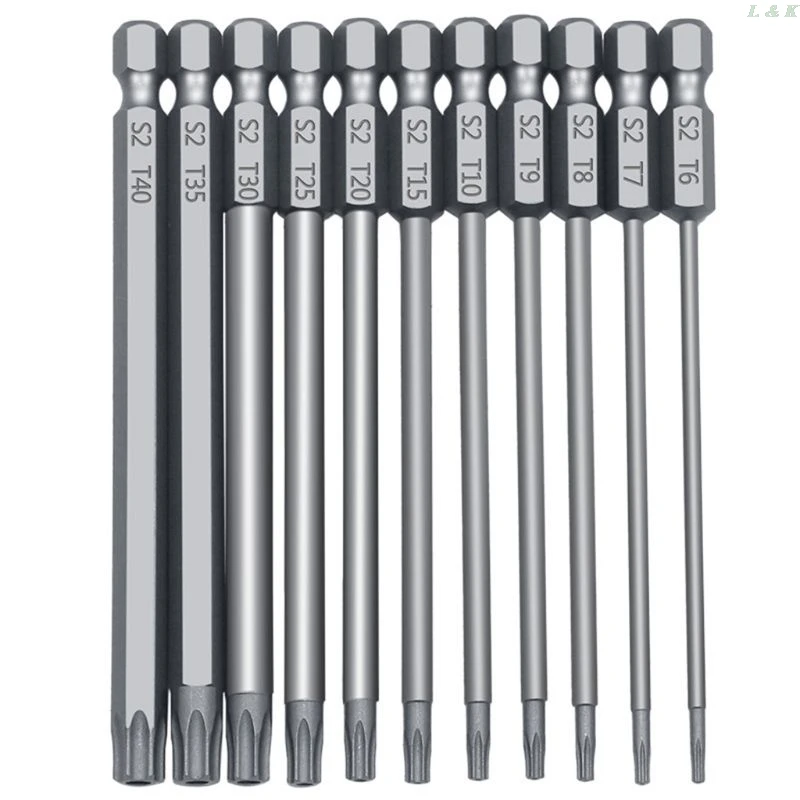 11/12pcs Tamper Proof Security Drill Bit Set Torx Screwdriver 1/4\