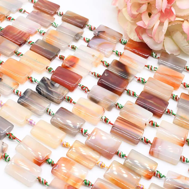 

2strands/lot Rectangle Multicolor Agates Loose Natural Stone Beads For Woman DIY Necklace Bracelets Jewelry Making Strand 15"