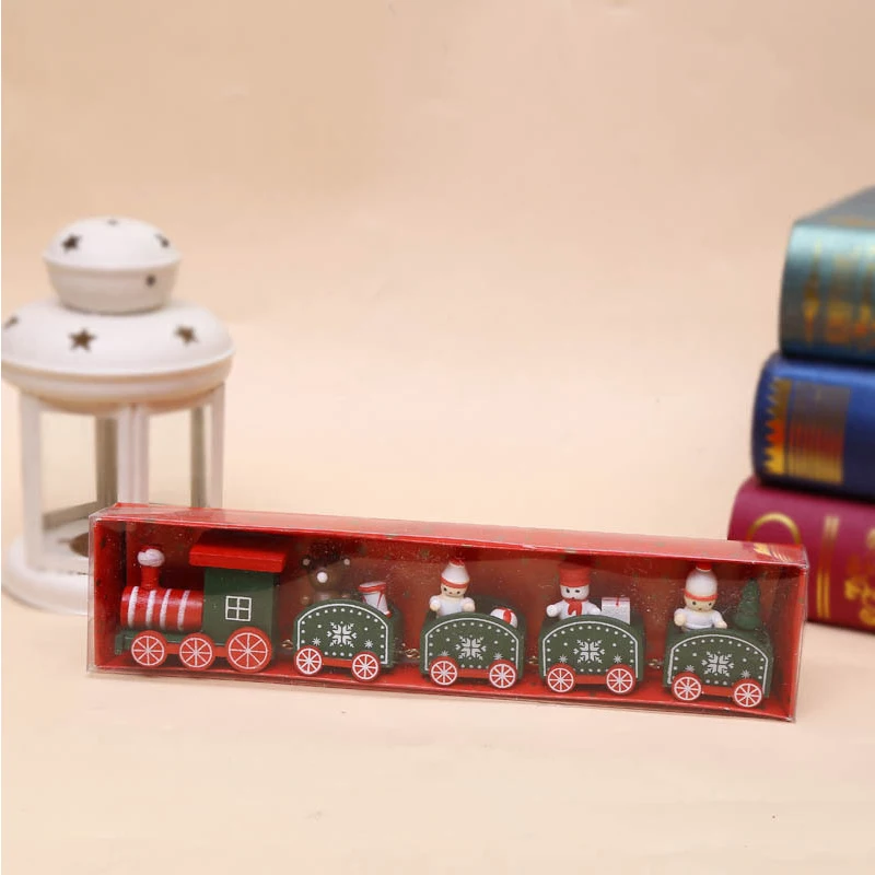 Christmas Decorations Christmas Colorful Wooden Train Children's Christmas Festival Gift Toys Window Decor Furnishing Articles