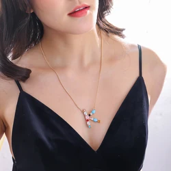 Fashion Charm Multicolor Initial 26 Alphabet Gold/Silver Color Necklace Micro Pave Zircon Letter Necklaces Couple Name