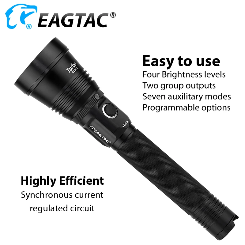 EAGTAC SX25L2T Police Duty Light Super Long Distance 717 Yard Rechargeable Tactical Flashlight Strobe 26650 5000mAh Battery