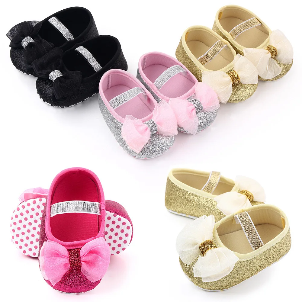 1 Pairs Lytwtw's Spring Autumn Lace Bowknot Baby Toddler Shoes Soft Sole Baby First Walkers