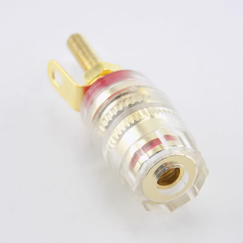 2pcs 4mm Banana Plug Amplifier Speaker Binding Posts Oxidation Resistance Brass Terminal Transparent Gold Plated Audio Connector