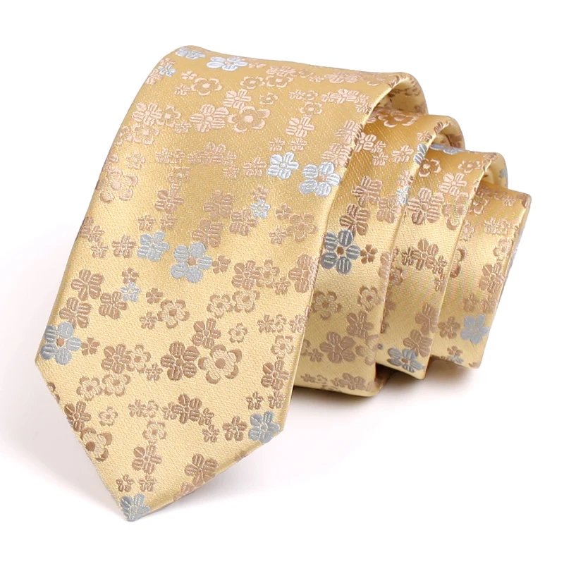 

Brand New Men's Gold 6CM Tie Luxury Floral Ties for Men Business Suit Work Neck Tie High Quality Fashion Formal Necktie Gift Box