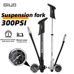 GIYO GS-02D High Pressure Bicycle Pump 300PSI Mini Hand Air Shock Pump with Lever Gauge for Fork & Rear Suspension Pump