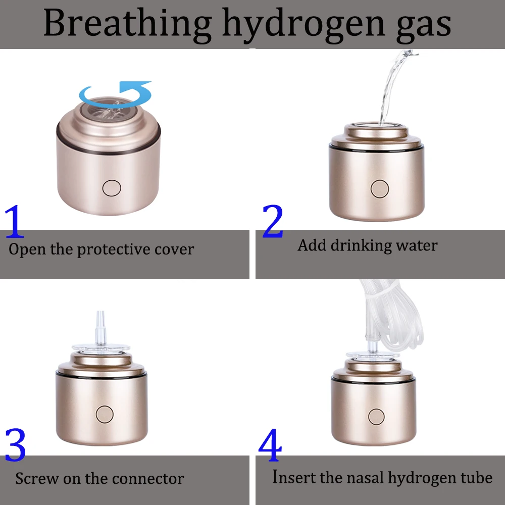 IHOOOH-botella generadora de agua de hidrógeno rico en Nano, miniventilador de Gas H2 recargable, antienvejecimiento, 7,8Hz