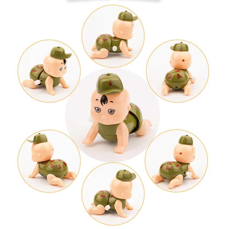 1Pcs New Creative Children Crawling Doll Clockwork Toy Cartoon Cute Baby Happy Children Entertainment  Wind Up Toys