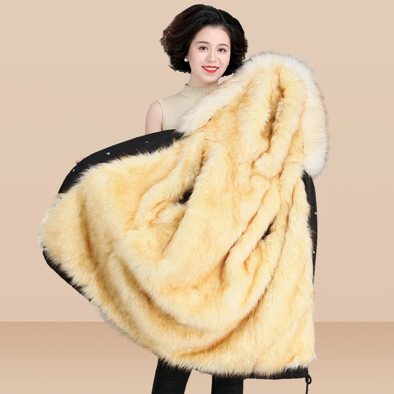 2023 Fur Coat Winter Jacket Women Long Parka Waterproof Big Raccoon Fur Collar Hood Thick Warm Fox Fur Liner Send To Overcome5XL