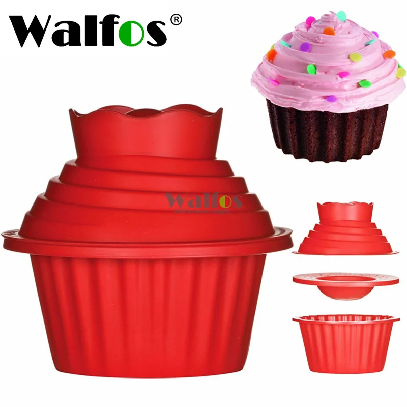 WALFOS Silicone Giant Cupcake Cake Mold 3 PCS Big Top Cupcake Baking Mold Cake Decorating Tools Baking Maker Kitchen Accessories