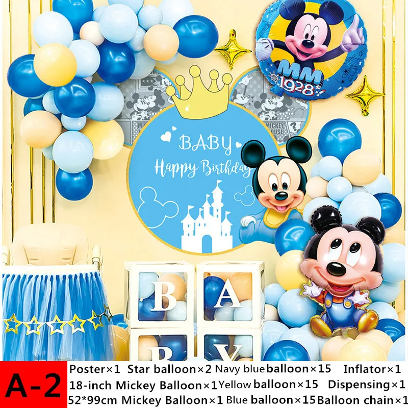 53Pcs Disney Mickey Foil Balloons Set Minnie Mouse Balloon Birthday Party Decoration Baby Shower Kids Toy Air Globos Supplies