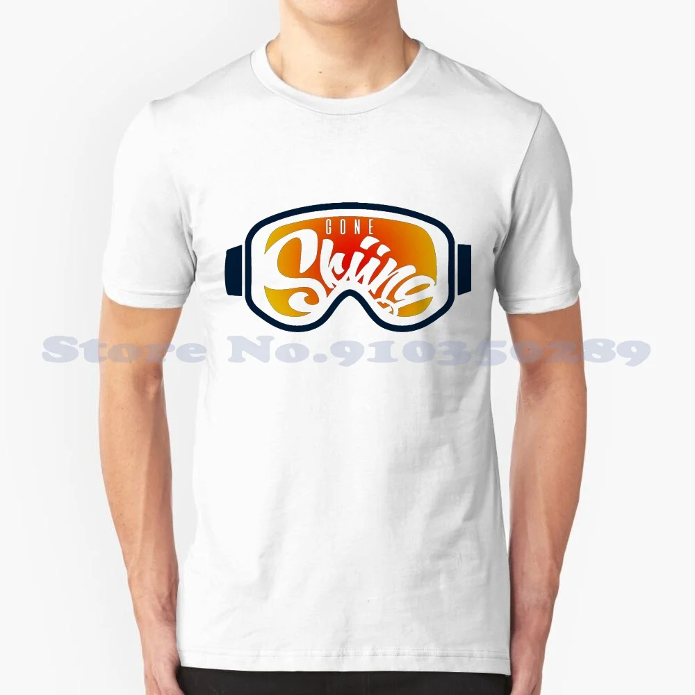 Gone Skiing 100% Cotton T-Shirt Ski Goggles Skis Gone Skiing Skiier Winter Whistler Blue Mountain Athletic Sports Equipment