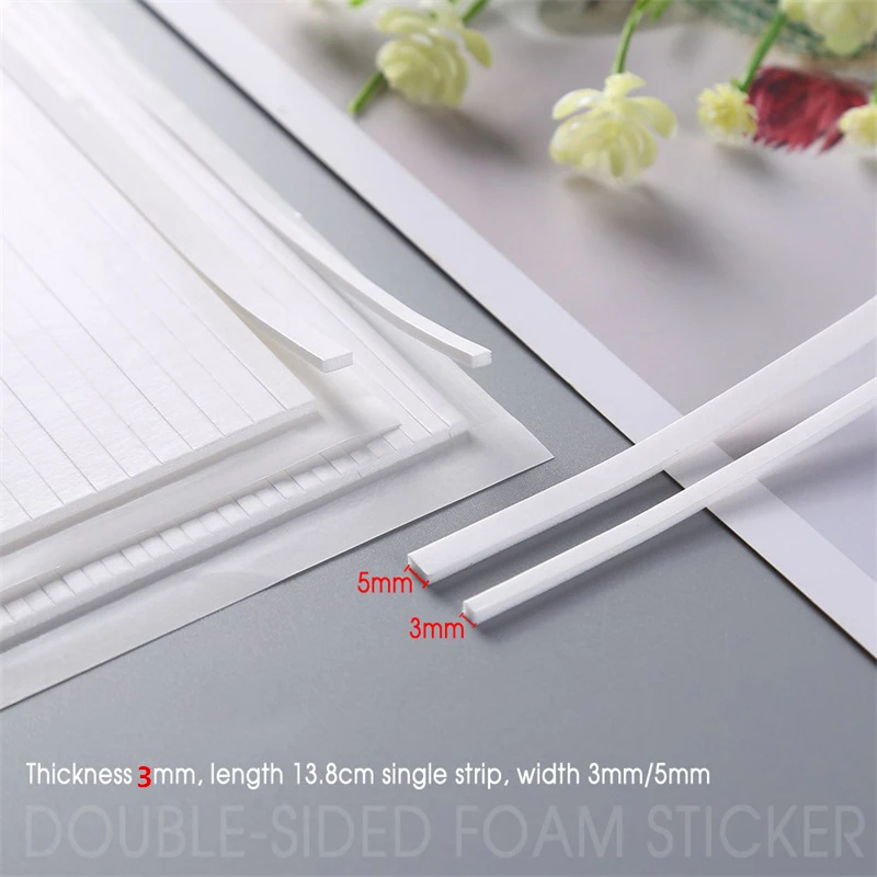 3mm Depth 5mm / 3mm Width Double-sided 3D Foam Strips Adhesives Sticker for DIY Shaker Cards Making Scrapbooking Crafts Supplies