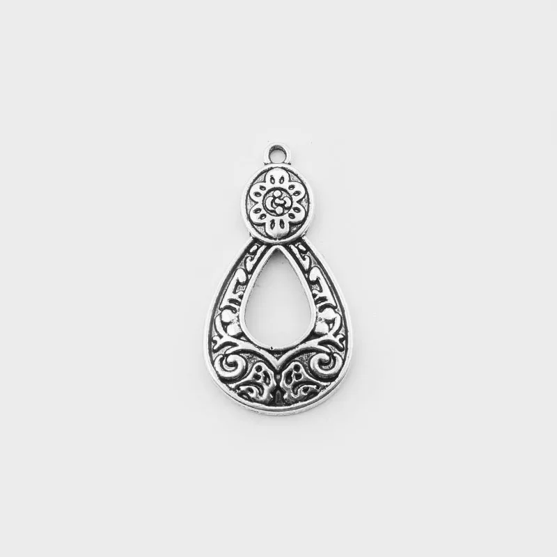 

10pcs Antique Silver Boho Ethnic Charms Drop Water Open Hollow Pendant For Earring Necklace Bracelet Diy Jewelry Making