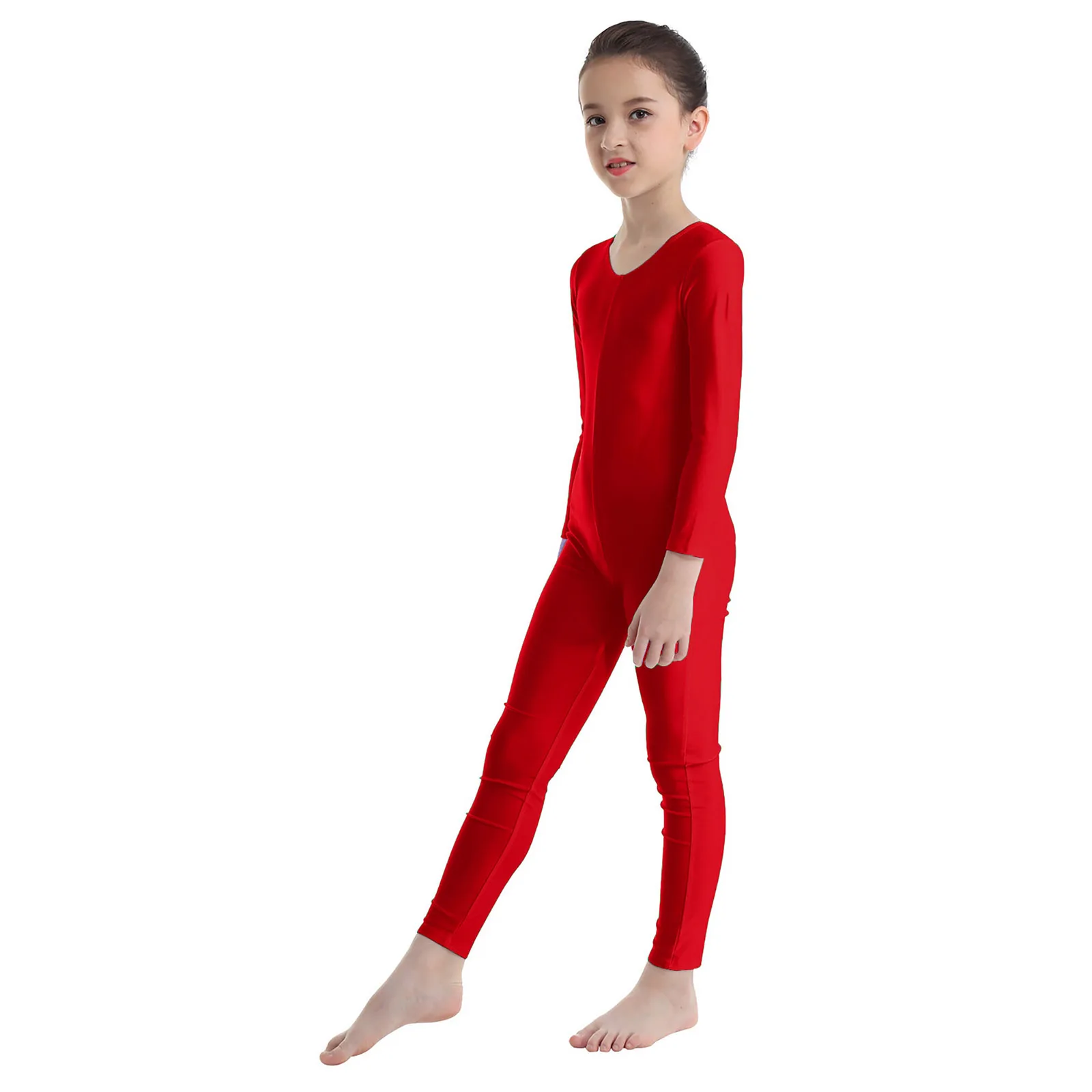 Kids Long Sleeve Ballet Gymnastics Leotard Children Dance Skating Jumpsuit Gymnastic Bodysuit for Girls Stretchy Dancewear