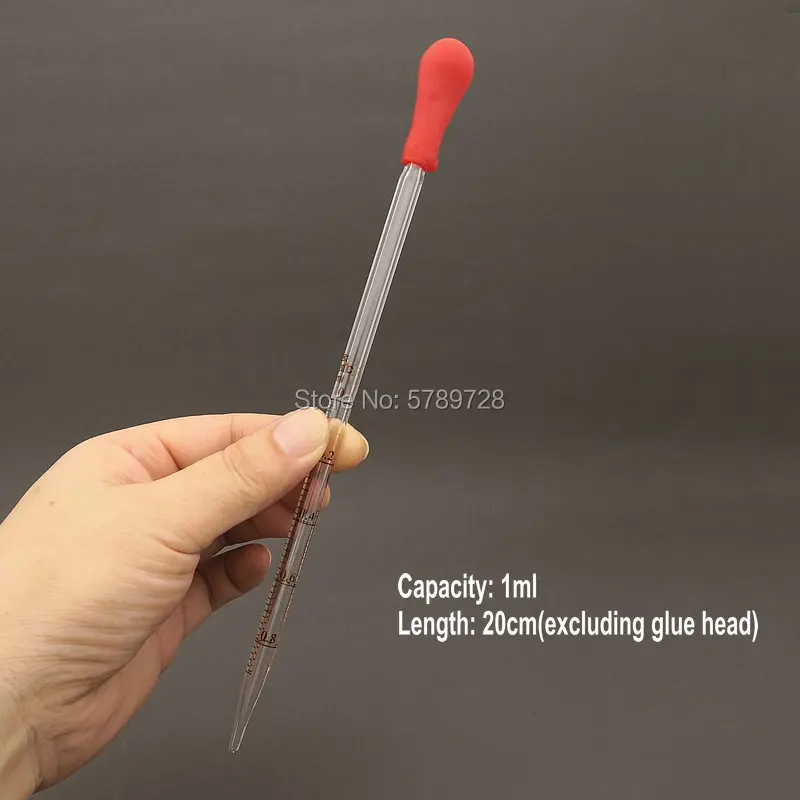 5pcs/lot 1ml 2ml 3ml 5ml 10ml Glass dropper with scale,Chemical laboratory glass pipette with rubber suction ball