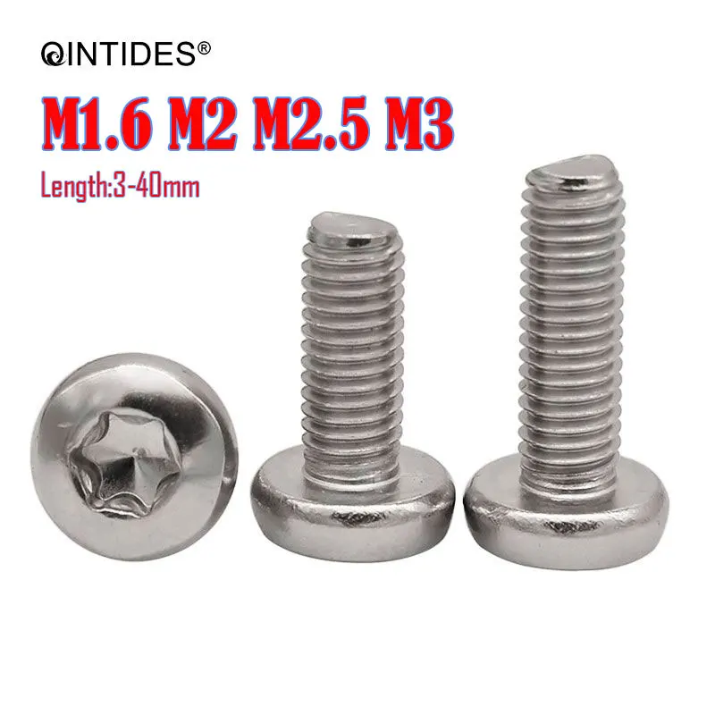 QINTIDES 100/2000Pcs M1.6 M2 M2.5 M3 Hexalobular Socket Pan Head Screws Six-Lobe Screw 304 Stainless Steel Screws