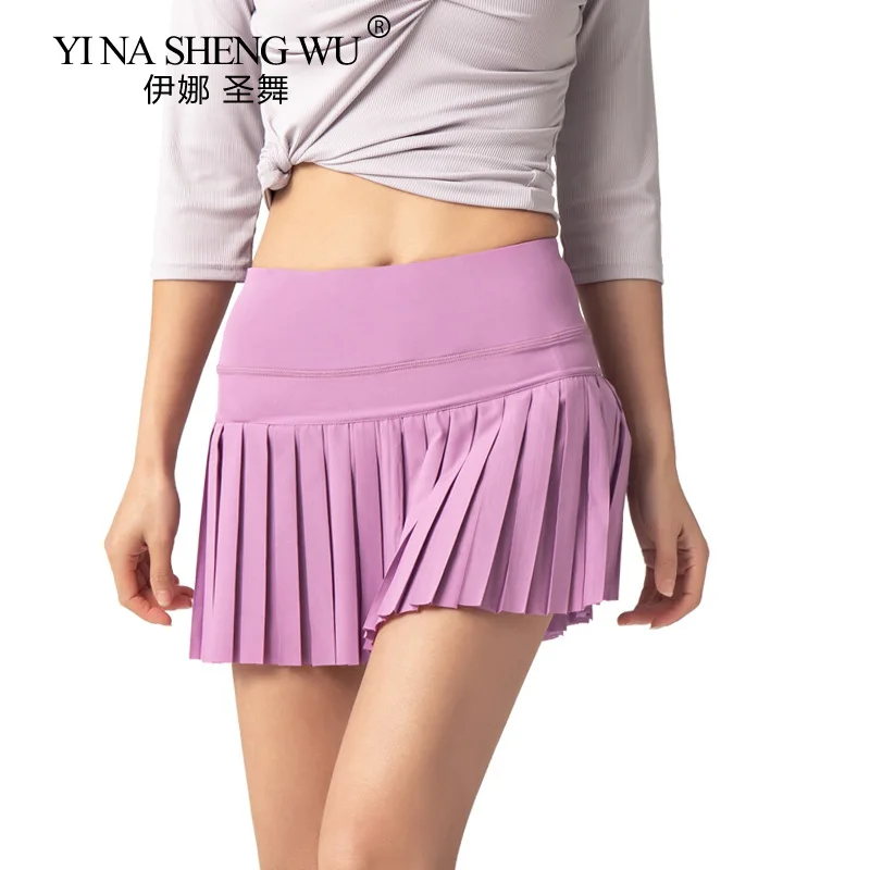 New Women Sports Yoga Shorts Pleated Dress Tennis Skirt Women Light Quick-Drying Breathable Badminton Hakama Yoga Fitness Gym