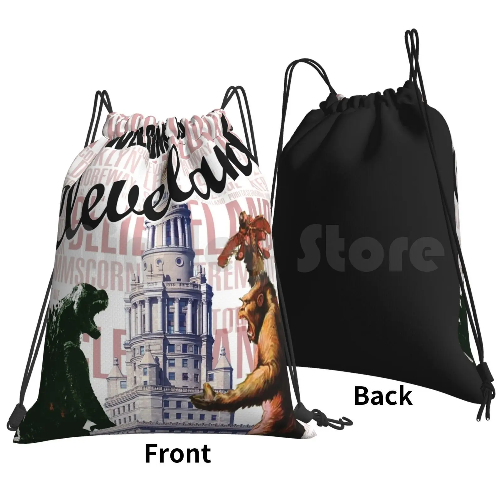 Kongzilla Backpack Drawstring Bag Riding Climbing Gym Bag 216 Guardian Of Traffic Guardian Of Transportation Ohio Bridge