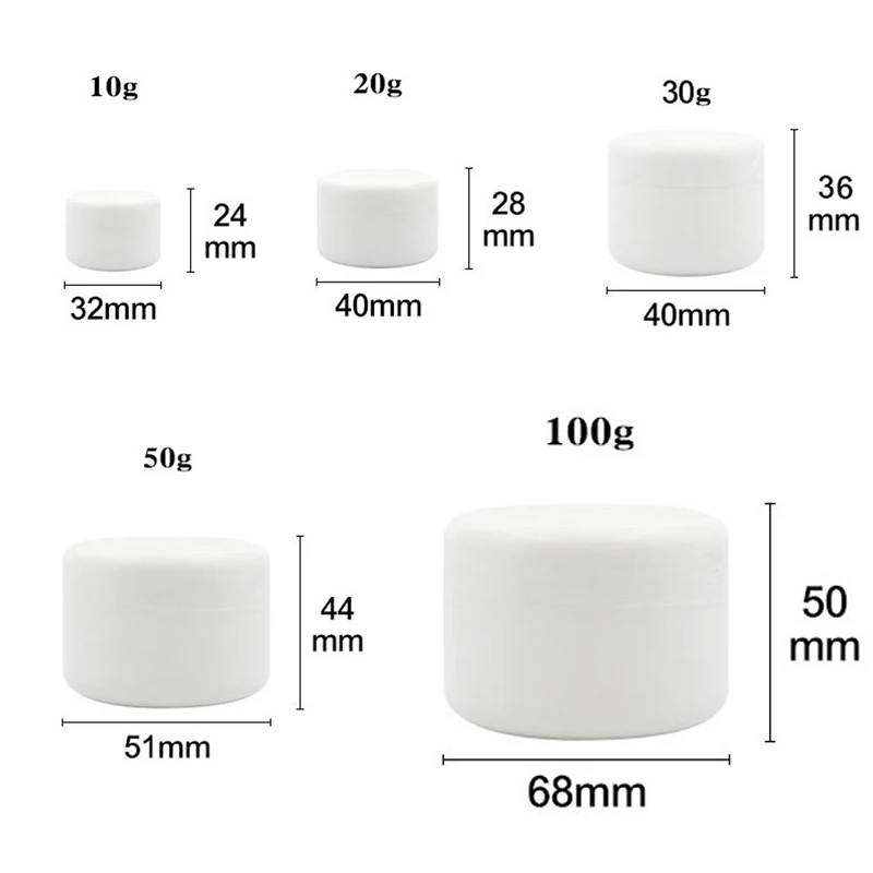 100Pcs 10g/20g/30g/50g Plastic Empty Makeup Jar Pot Refillable Sample Bottles Travel Face Cream Lotion Cosmetic Container image 2