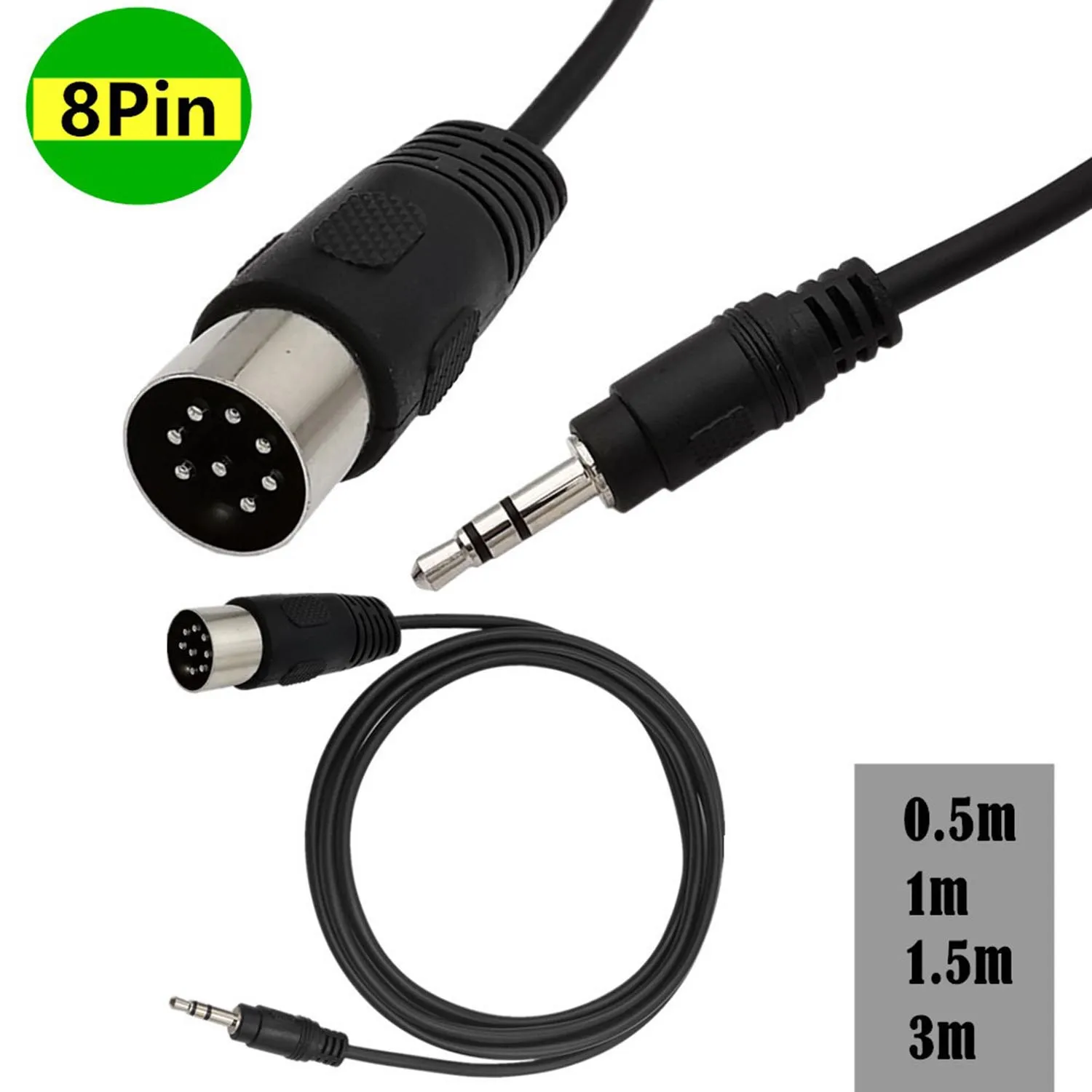 1pc Car Radio Stereo 8 Pin M-Bus DIN Cable Cord to 3.5mm Mini Jack Aux In MP3 50cm 150cm