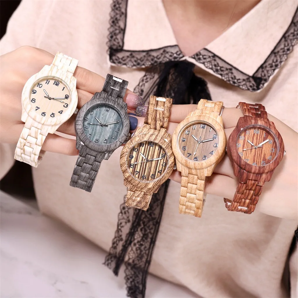 Ladies Watches Fashion Women's Watch Wood Grain Shock Resistant Quartz Wristwatches Female Clock Relogio Feminino Zegarek Damski