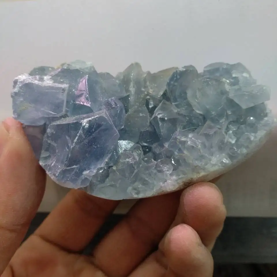 

Madagascar Celestite Crystal Druzy Cluster Sky Blue Geode Mineral