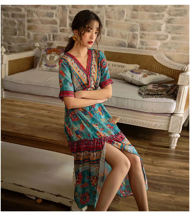 2020 Sanya Bali Beach Holiday Travel Shows Thin Bohemian Dress